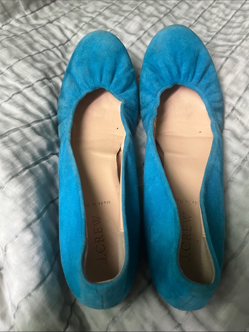 J. Crew Bright Turquoise Suede Ballet Flats